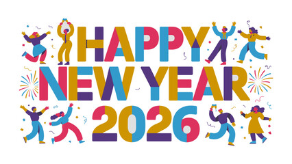 New Year Festivities: A vibrant and colorful illustration captures the joyous spirit of a new year celebration, complete with lively figures and festive elements.