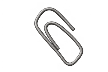 Metal paper clip for office and stationery supplies, holding documents, securing papers, transparent background cutout