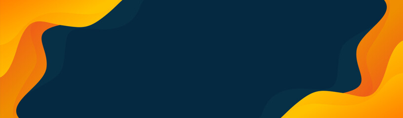 Abstract orange and dark blue banner background with fluid wave shapes, modern smooth gradient design, suitable for sale banners, business, ads, events, web, headers, and more