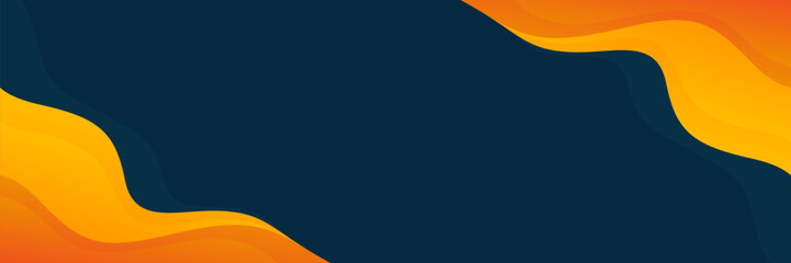 Abstract orange and dark blue banner background with fluid wave shapes, modern smooth gradient design, suitable for sale banners, business, ads, events, web, headers, and more