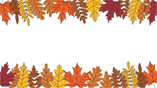 Vibrant autumn leaves border design for seasonal greeting cards and festive fall backgrounds with copy space