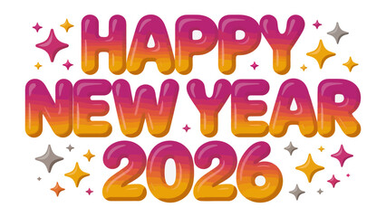 Festive New Year 2026: The joyful typography sparkles, inviting all to celebrate the beginning of a fresh calendar year, filled with hope and excitement. 
