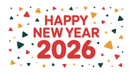 New Year 2026 Celebration: Vibrant design of Happy New Year 2026 with colorful festive elements, ushering in a fresh start and embodying the joy of a new beginning.