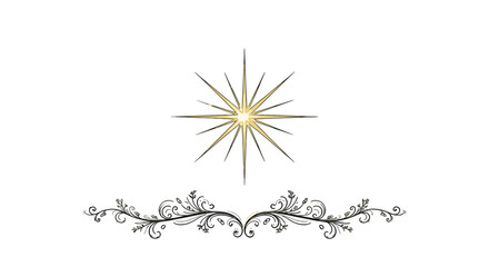 Celestial Ornament: An elegant illustration features a radiant star and intricate floral patterns, creating a sense of wonder. 