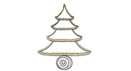Festive Evergreen Illustration: A charming artistic illustration of a Christmas tree adorned with delicate lines and elegant spirals, perfect for holiday-themed projects.