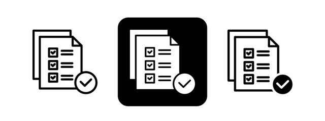 Task Complated Solid color and black line drawing vector illustration set