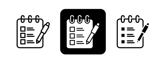 To Do List Solid color and black line drawing vector illustration set