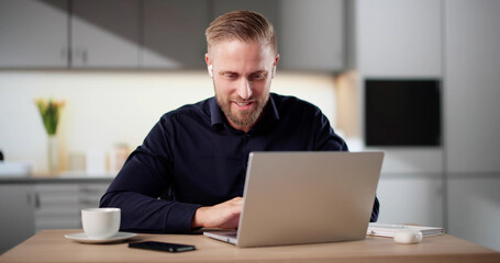 Men Engaging In Virtual Training Session On Laptop