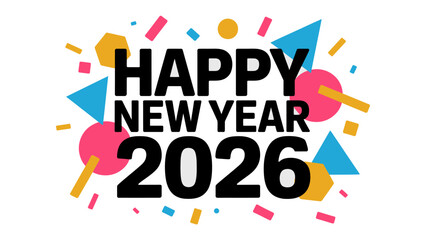 Happy New Year 2026: A festive graphic heralding the arrival of a new year, filled with vibrant colors and geometric shapes, setting a tone of optimism and excitement for the year ahead.