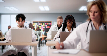 Group Of Medical Students Learning About Healthcare Technology