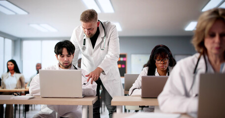 Medical Students Learning About Healthcare From Teacher