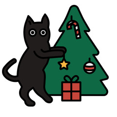 Christmas tree with cat 