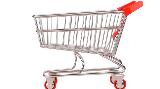 A side view of a miniature shopping cart on a black background on transparent background