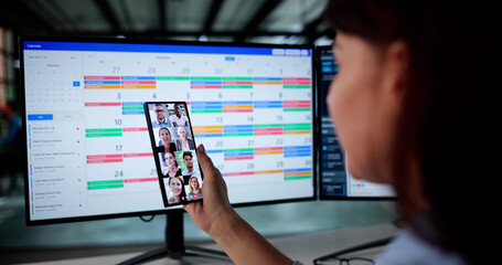 Smart Woman Leads Virtual Board Meeting Via Online Conference