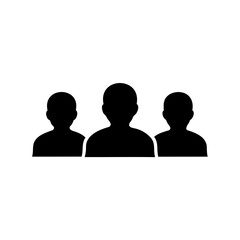 Group of three people silhouettes icon on white background Vector, illustration