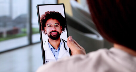 Young Caucasian Female Businesswoman Consulting Doctor Via Video Call
