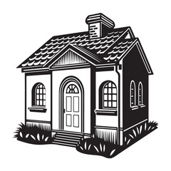 Black and White House Illustration Home Building Vector Icon
