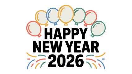 New Year Celebration: A vibrant and colorful design for the upcoming New Year, radiating a sense of joy and anticipation. Balloons and festive elements create a lively atmosphere.