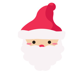 サンタさんの顔。可愛いサンタさん。クリスマスアイコン。ベクターイラスト