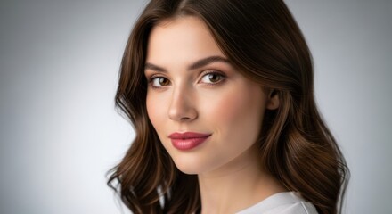 Fototapeta premium Elegant young woman with flawless complexion and captivating smile