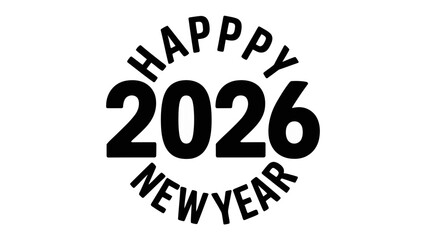Happy 2026 New Year: a Simple yet festive design for the new year celebration. Perfect for greeting cards, invitations, and promotional materials.  