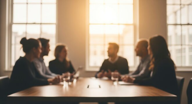 Diverse group of professionals collaborating around a table in a sunlit room