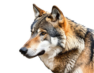 Fototapeta premium Wolf head profile isolated on white background, transparent PNG