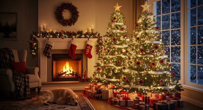 christmas tree with fireplace