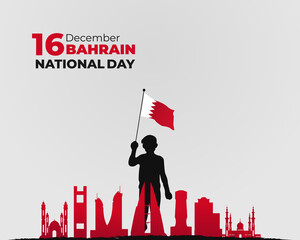 Bahrain National Day. 16 December. Holiday concept. Template for background with banner, poster and card. Flat illustration. 