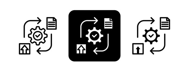 Process Solid color and black line drawing vector illustration set