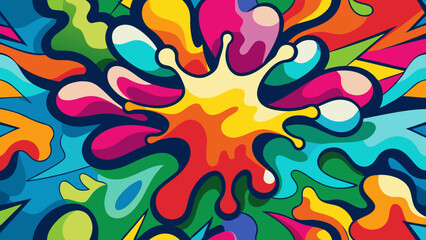 Urban pop art background, abstract vector colorful pattern wallpaper with spray paint splashes, rough hand-drawn texture