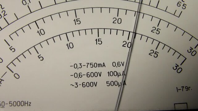 The arrow moves along the scale of the measuring instrument