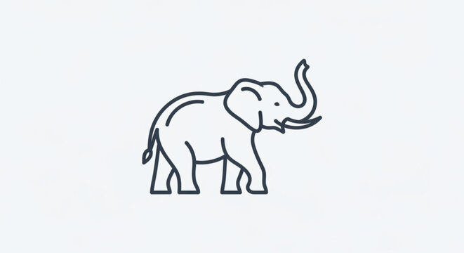 Elegant elephant outline illustration for branding, logo, or educational materials, showing strength and wisdom in a simple, memorable design