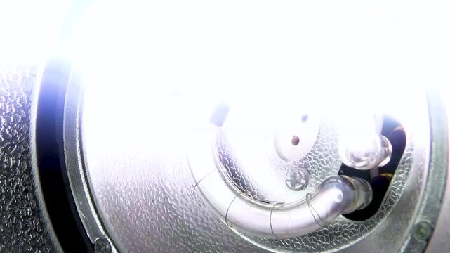 The flash of the monoblock camera flares up