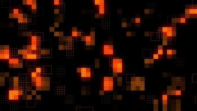 Digital mosaic pixel animation background. Digital square pattern. Seamless looping futuristic background.