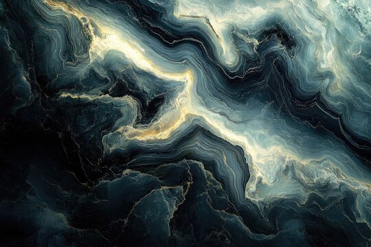 Abstract dark teal and gold marble texture, featuring swirling veins and bright ethereal streaks, evoking deep geological layers or cosmic currents.