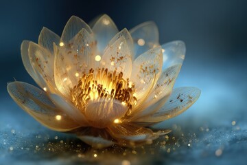 Glowing Golden Lotus Flower