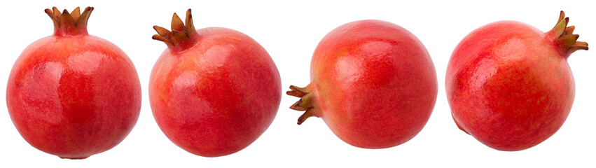 Four pomegranates isolated, transparent PNG, PNG format