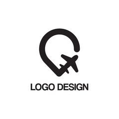 pin plane logo design template