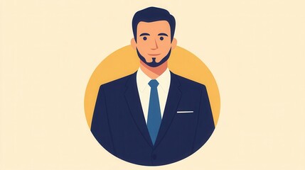 Professional man in a suit with a tie against a yellow background illustration