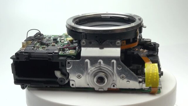 A digital camera in a half-disassembled state
