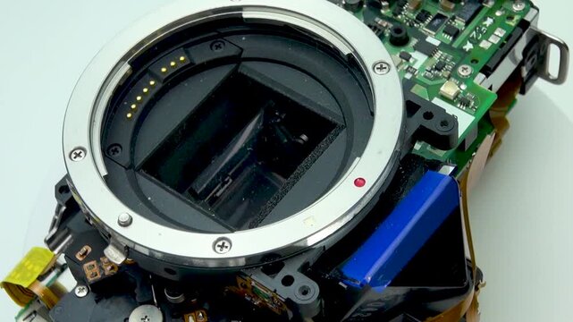 A digital camera in a half-disassembled state