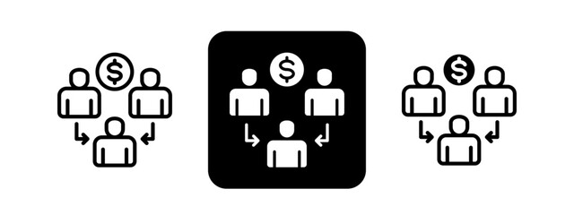 Consortium Solid color and black line drawing vector illustration set