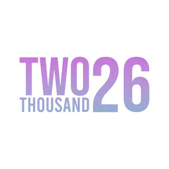 Abstract Grainy Gradient Year 2026 PNG Design. Isolated Modern New Year Future Concept Transparent Background
