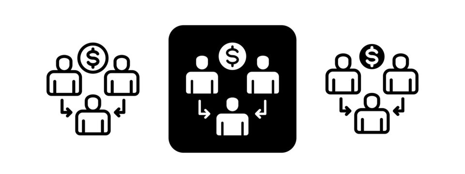 Consortium Solid color and black line drawing vector illustration set