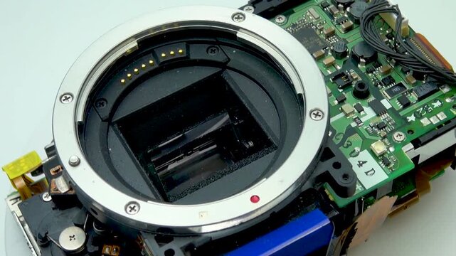 A digital camera in a half-disassembled state