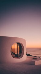 Coastal Modern Architecture Sunset View