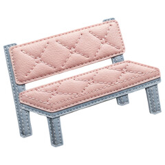 Obraz premium Stylized decorative quilted pink and gray felt bench craft element on transparent background