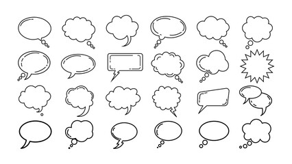 Hand-drawn speech bubbles collection vector illustration