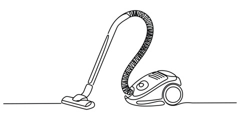Continuous line drawing of modern vacuum cleaner for home use